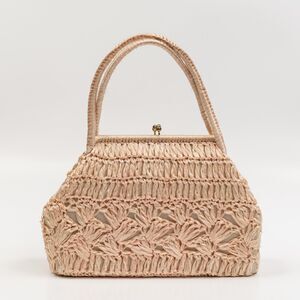 Vintage Crochet Raffia cream handbag